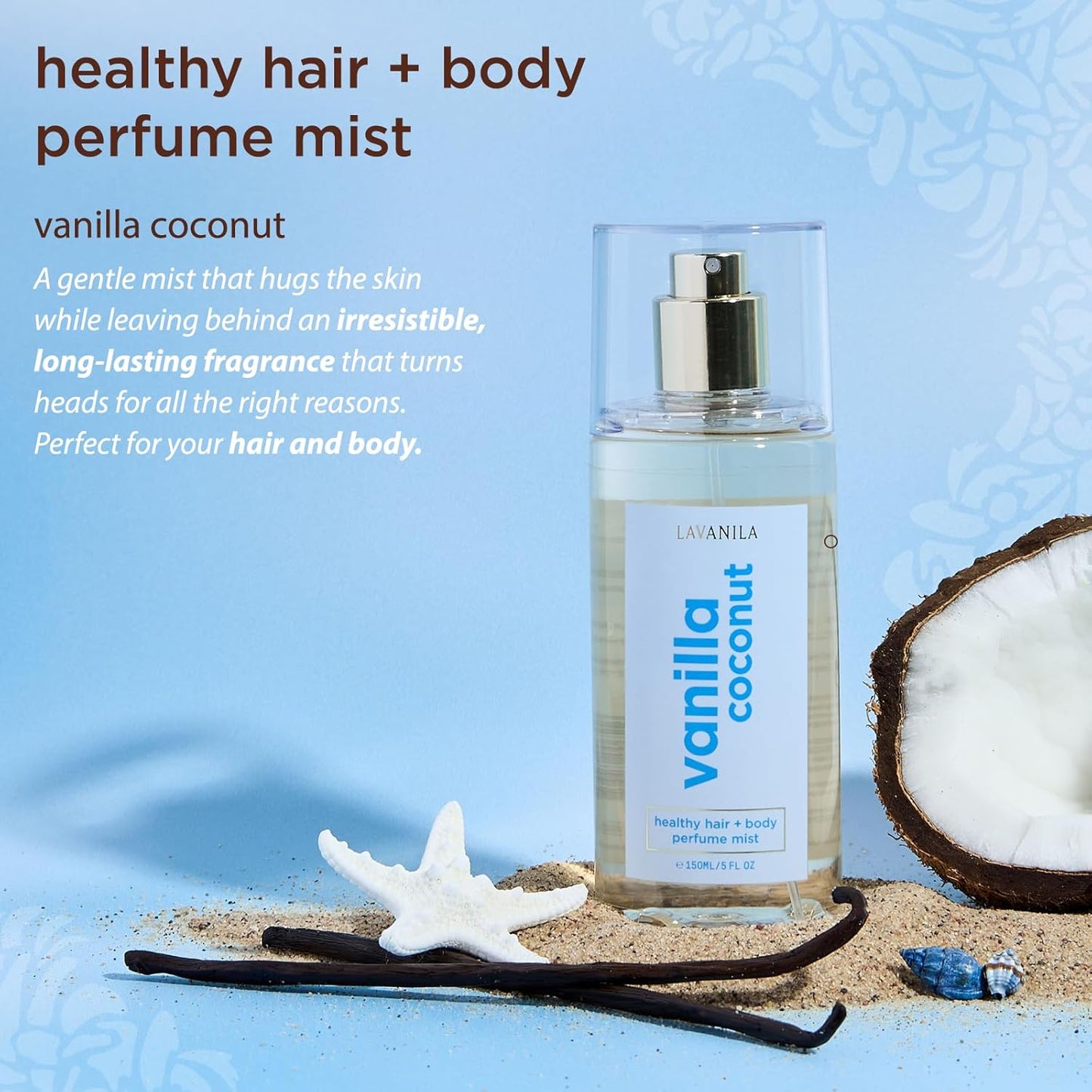 Lavanila Vanilla Coconut Hair & Body Mist - Tropical Vanilla Fragrance | 5 Oz Lightweight Spray for Hair & Skin
