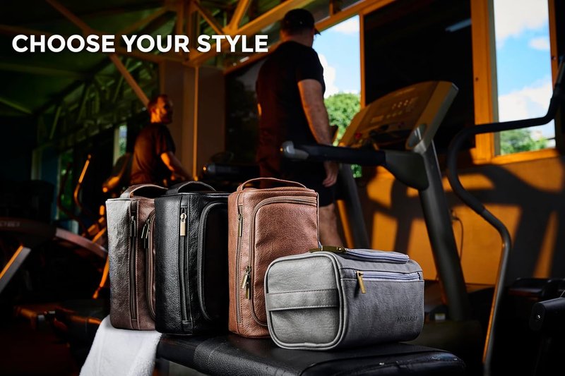 Mens Toiletry Travel Bag - Premium PU Leather Organizer with Razor Case & Dust Bag | Black - Ideal for Travel, Gym, and Everyday Use