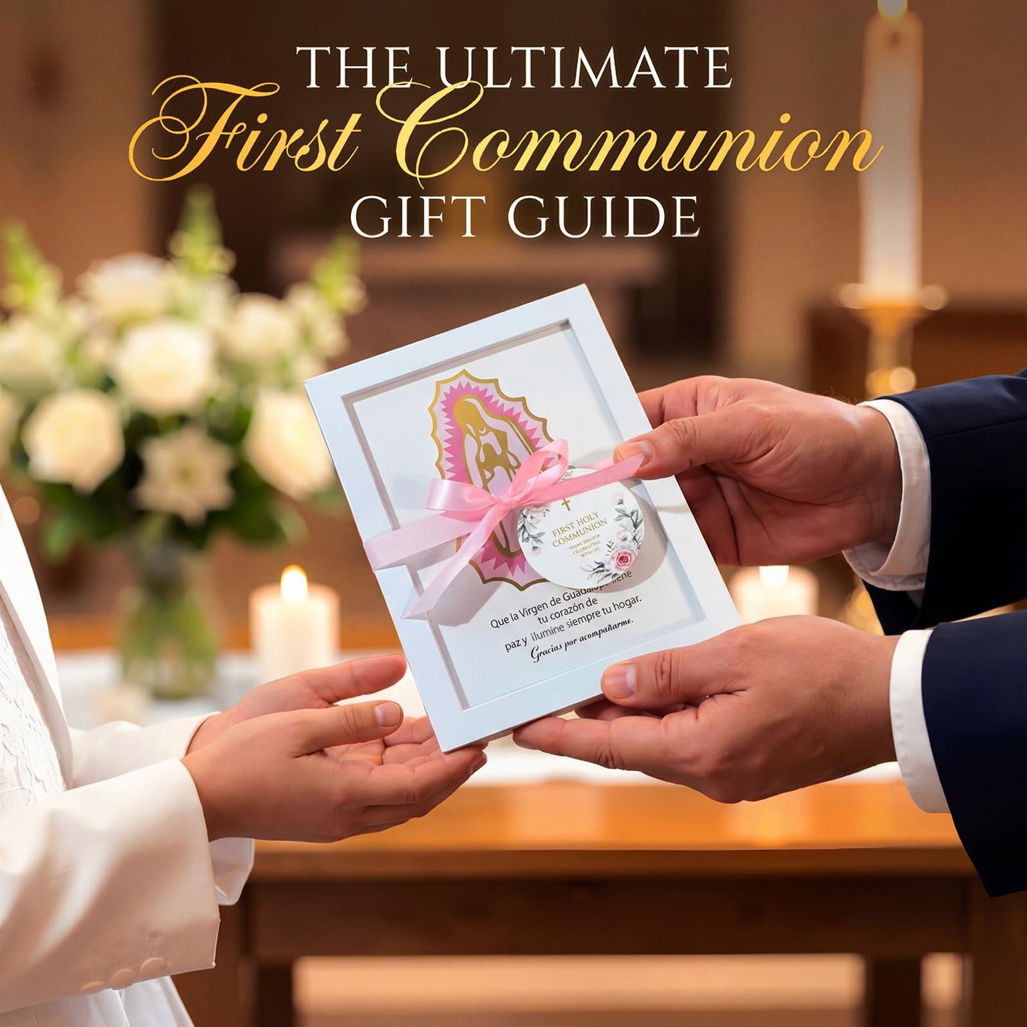 12 Pcs Baptism Favors Our Lady of Guadalupe Frame, Girls First Communion Gifts Recuerdos De Bautizo Photo Frame Pink Bautizo Centerpieces, Catholic Religious Keepsake Niña Primera Comunion Souvenirs