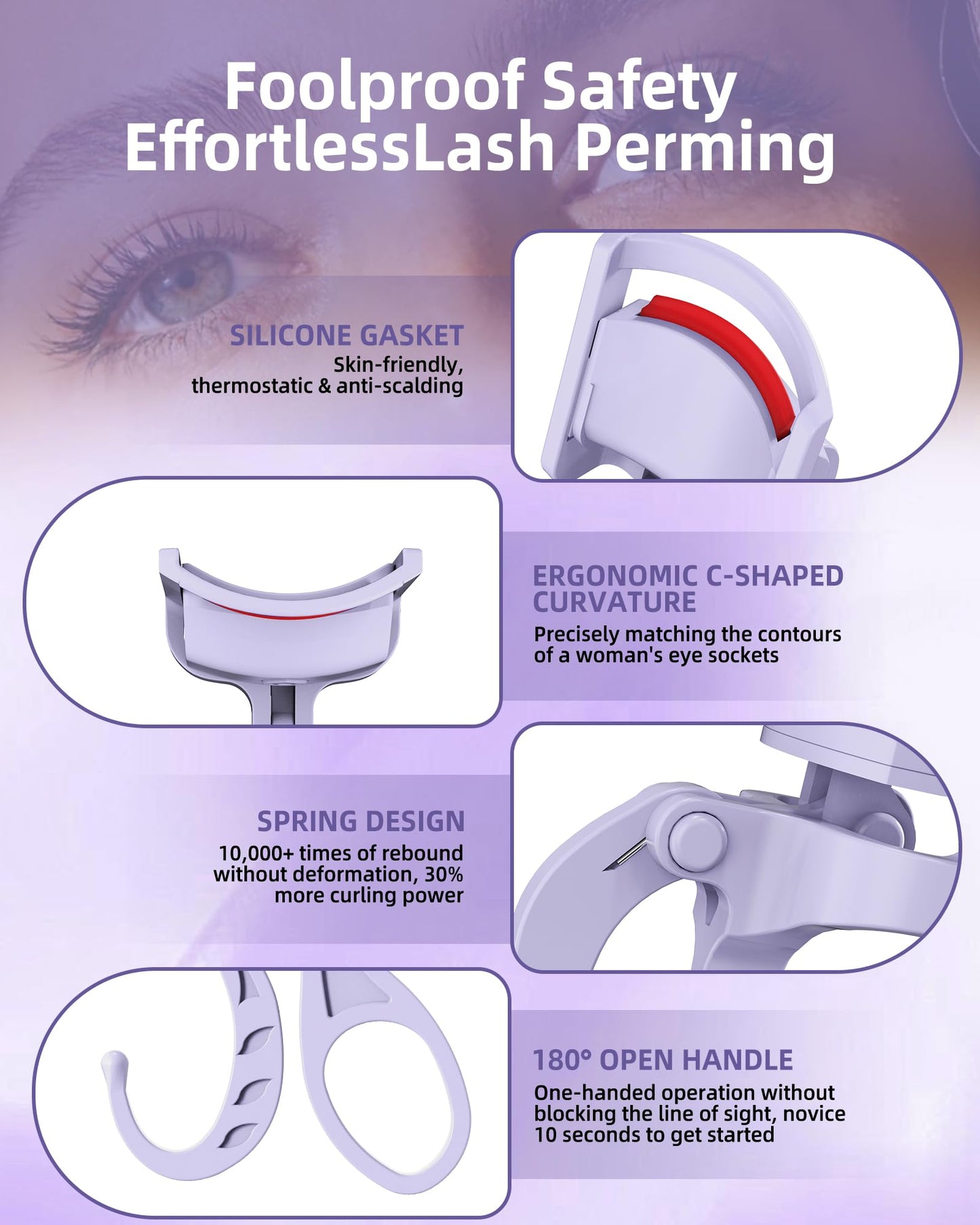 HOTRYEE Heated Eyelash Curler, 5S Fast Heating Electric Eyelash Curler