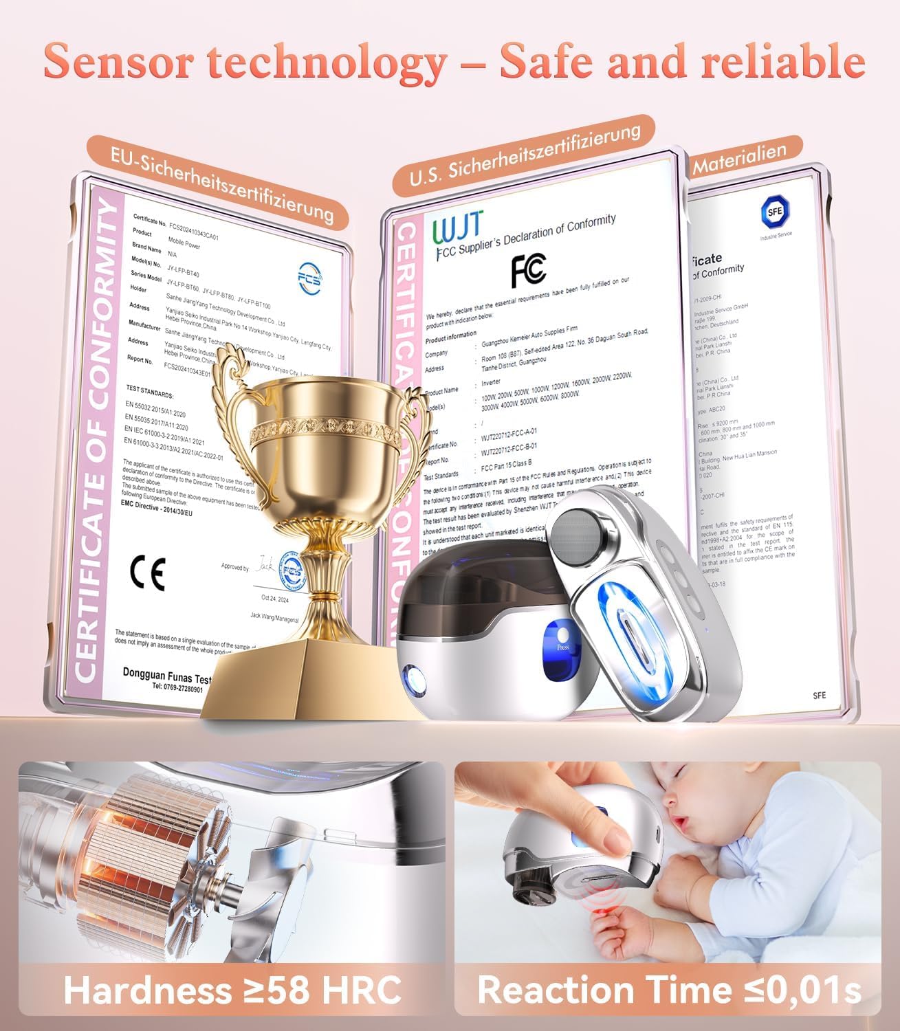 QITQUNS 2026 New 4-in-1 Electric Nail Clipper【HRC58 Precision Blades + 22,000 RPM】 Electric Nail Clippers for Seniors【0.01s Sensor Safety Stop】 Automatic Nail Clipper & Trimmer for Seniors & Adults
