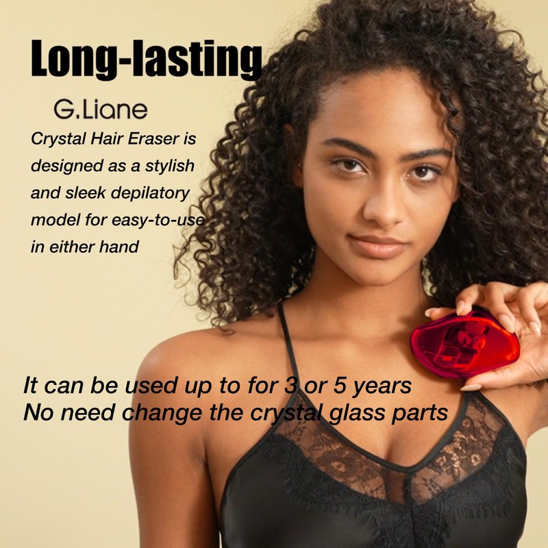 G.Liane Crystal Hair Eraser,Upgraded Painless Crystal Hair Remover,Effective Nano Glass Hair Removal Device and Skin Exfoliation,Body Epilator for Women and Men(Red)