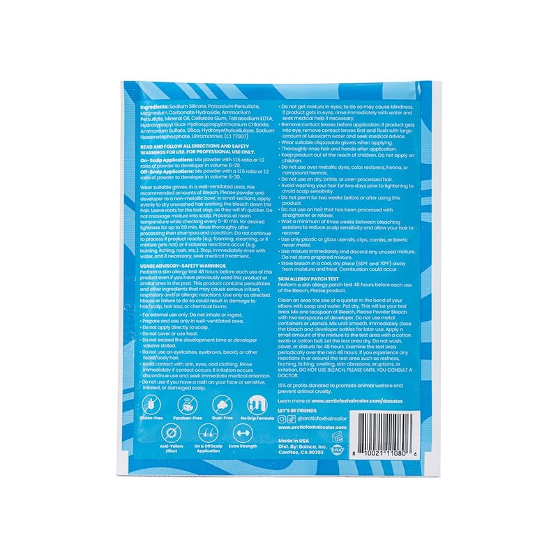 Arctic Fox Blue Hair Bleach - Anti-Brass Vegan Quick Lightener | 1 oz