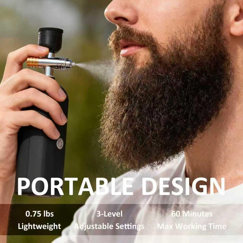 Portable Beard Oil Sprayer & Precision Applicator – Cordless Electric Airbrush Gun for Even Coverage, Nano Mist,Saves 30% Oil in 10 Seconds. Compatible with Minoxidil & Beard Dye. (Natural, Bare Tool)