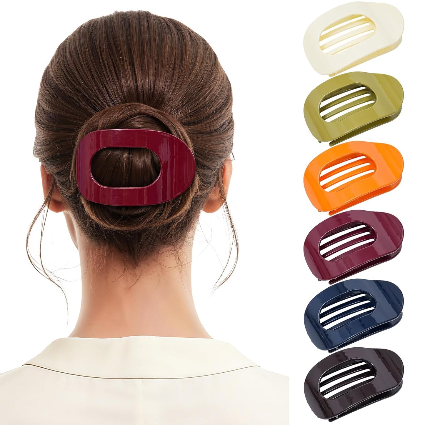 Flat Hair Clips for Women - 6 PCS French Medium Claw Clips for Thick or Thin Hair | Strong Grip Non-Slip Design