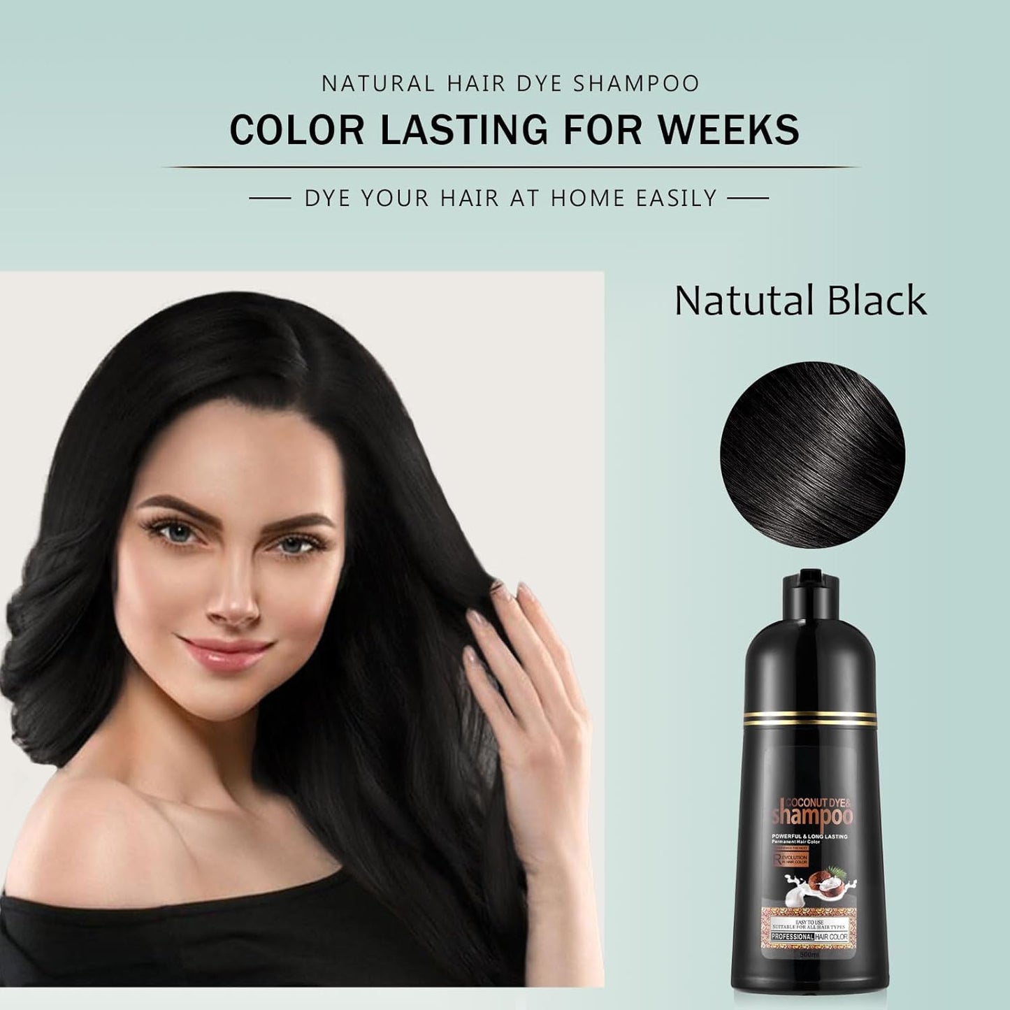 Instant Black Hair Shampoo for Gray Hair - Herbal 3-in-1 Dye for Men & Women | 16.90 Fl Oz