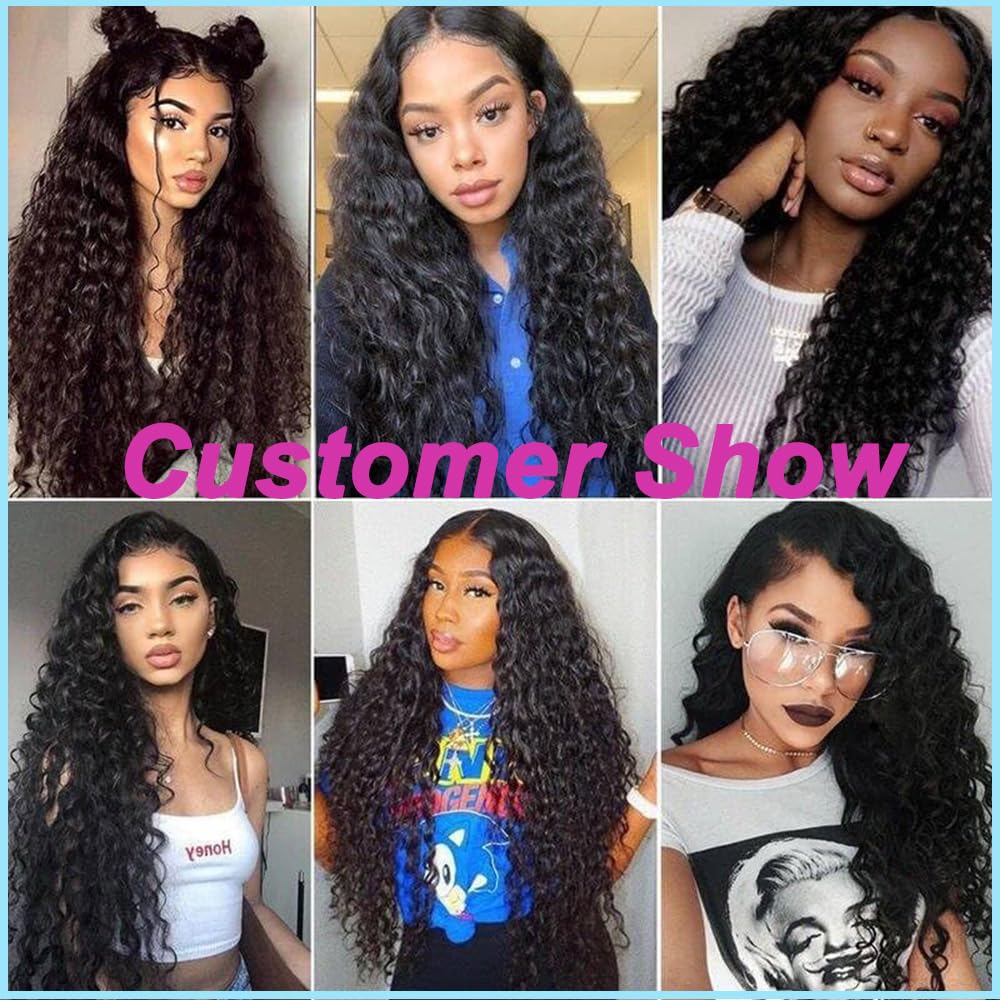 Human Hair Bundles - 100% Unprocessed Brazilian Virgin Deep Wave | 20-Inch Curly Weave Extensions for Women - Natural Black