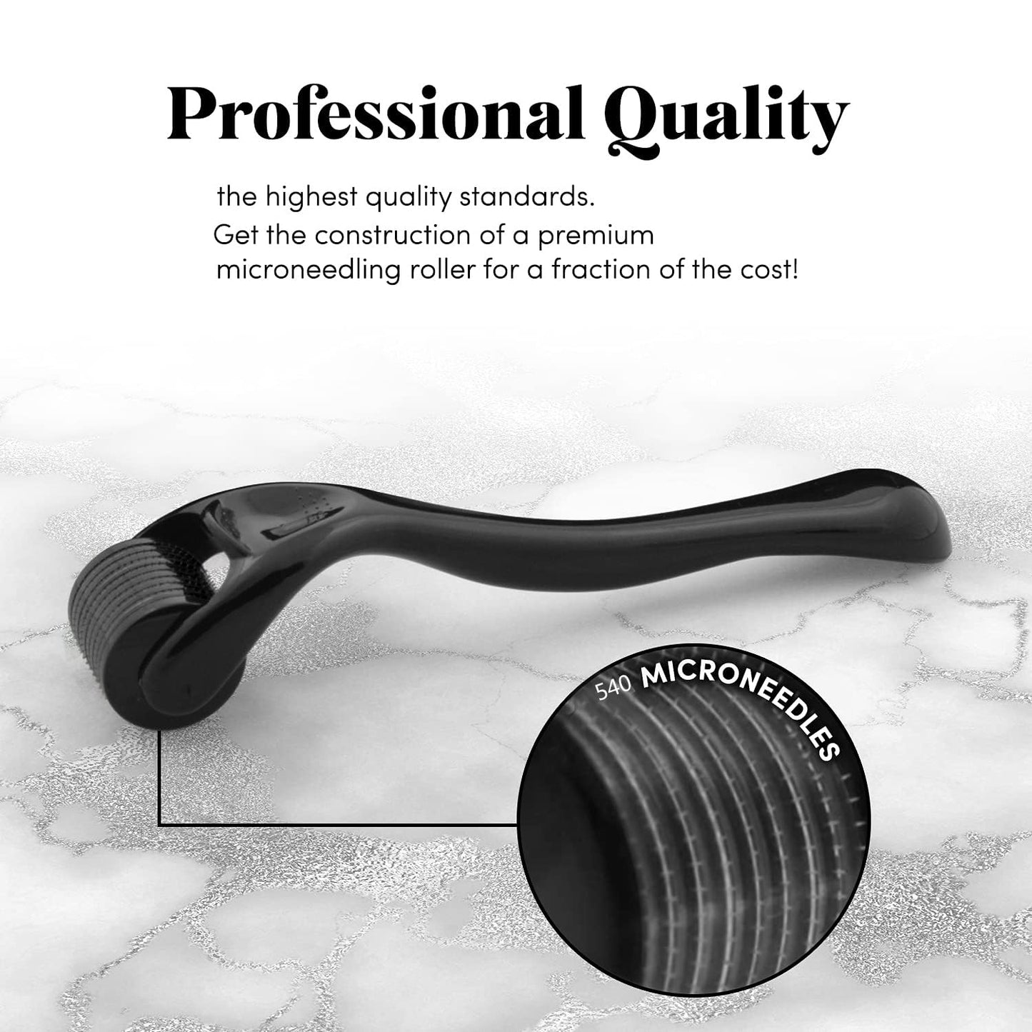 Derma Roller 540 Titanium Microneedles for Face, Scalp, Hair & Beard Care, Storage Case Included, Durable Design & Easy-Clean