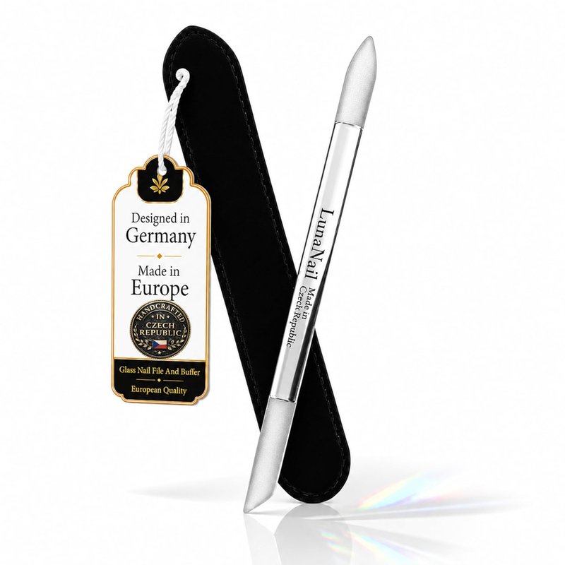 Glass Cuticle Pusher - Premium Double-Sided Manicure Tool for Gentle Nail Care | Hygienic & Durable Velvet Case
