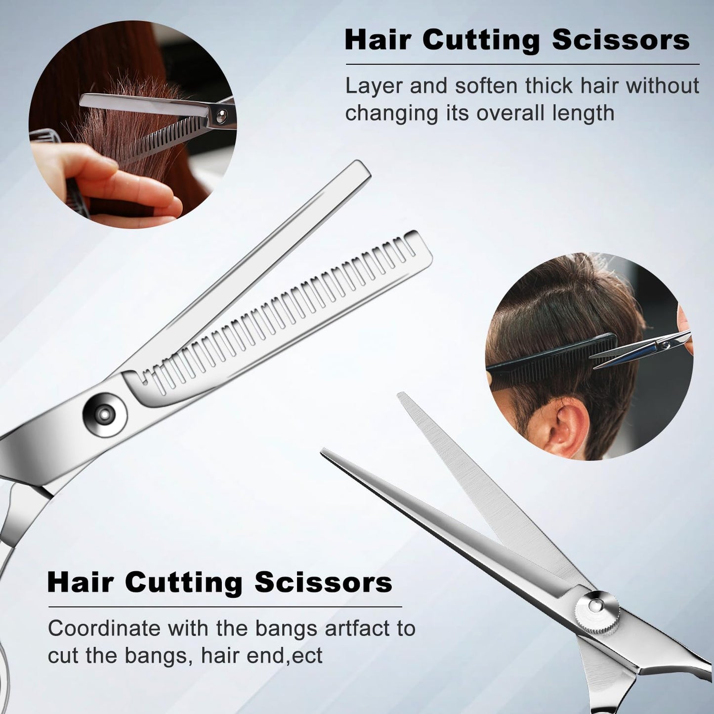 Professional Hair Cutting Scissors Set - 9 PCS Thinning Shears Kit for Salon & Home Use | Ideal for Men, Women, Kids & Pets