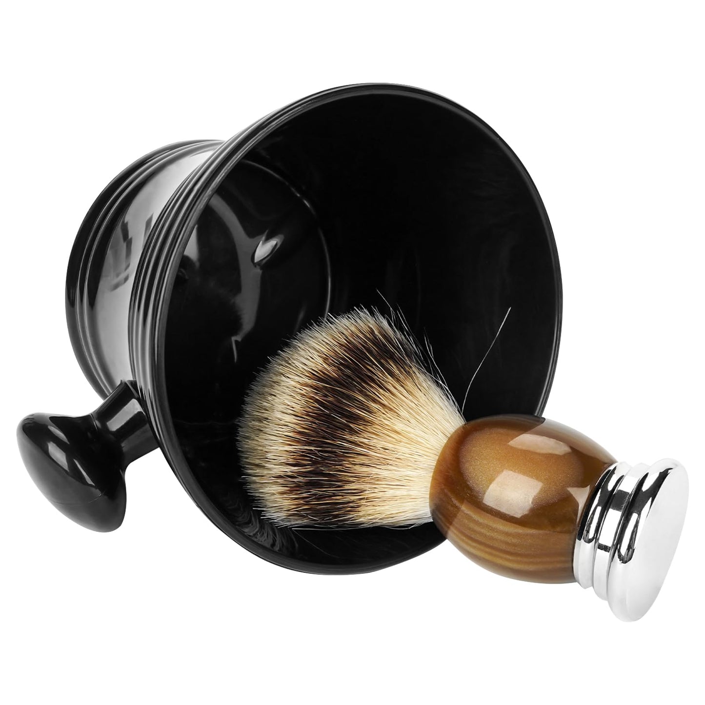 Linkidea Men Plastic Shaving Cup with Handle, Deep Size Textured Wet Shaving Cup, Traditional Wet Shaving Factory Shaving Mug (Black), RAC18-01