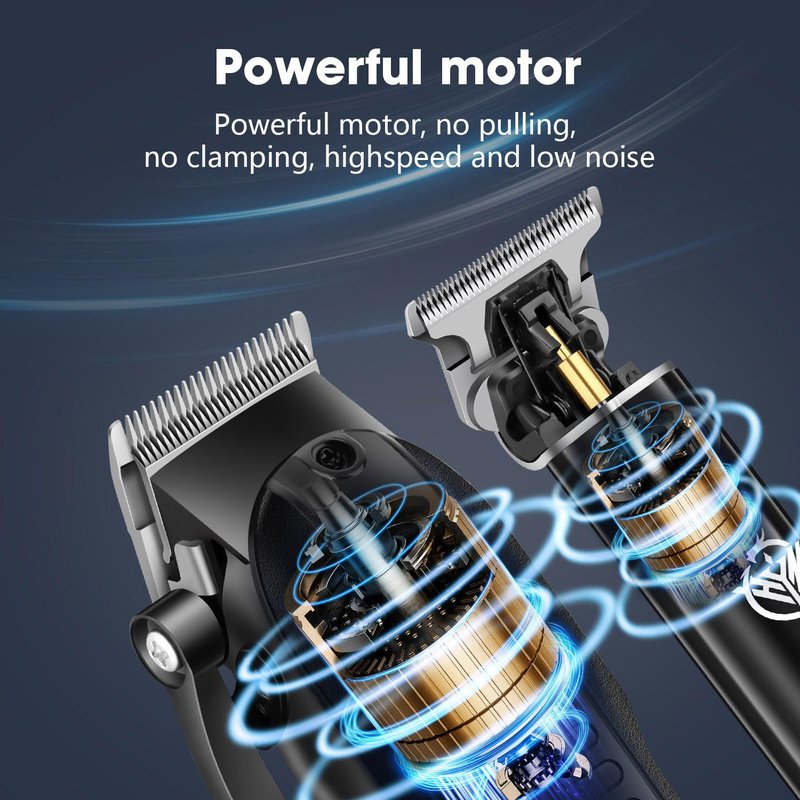 HIENA PRO Professional Hair Clippers Set for Men Cordless Hair Cutting Kit Barber Kit Rechargeable Clippers and Trimmers Set Clipper Set for Barbers with LED Display, Gifts for Men, (Black)