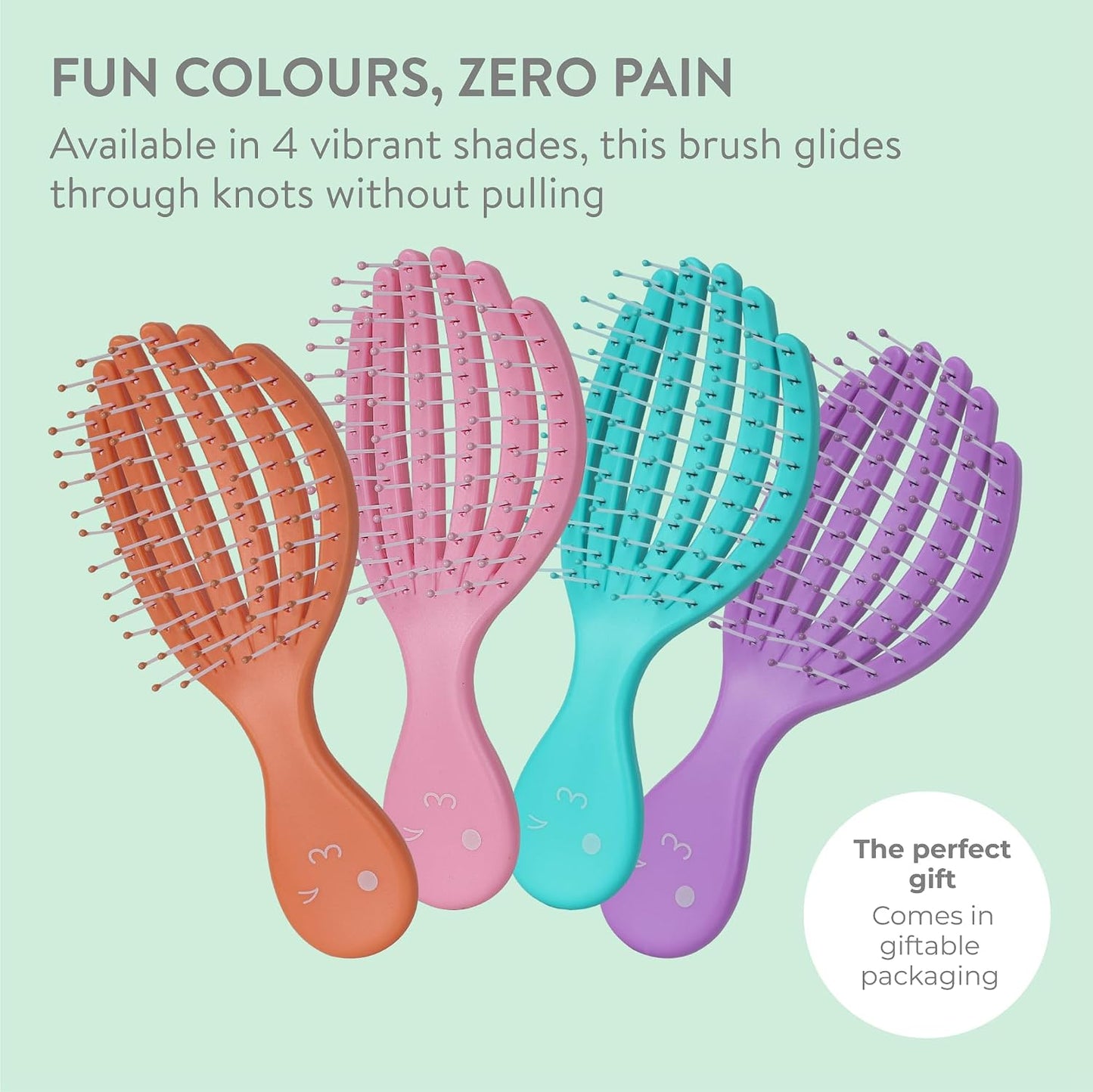 Mini Detangling Hairbrush - Colorful Octopus Design for Effortless Wet & Dry Hair - Small Purple Hairbrush