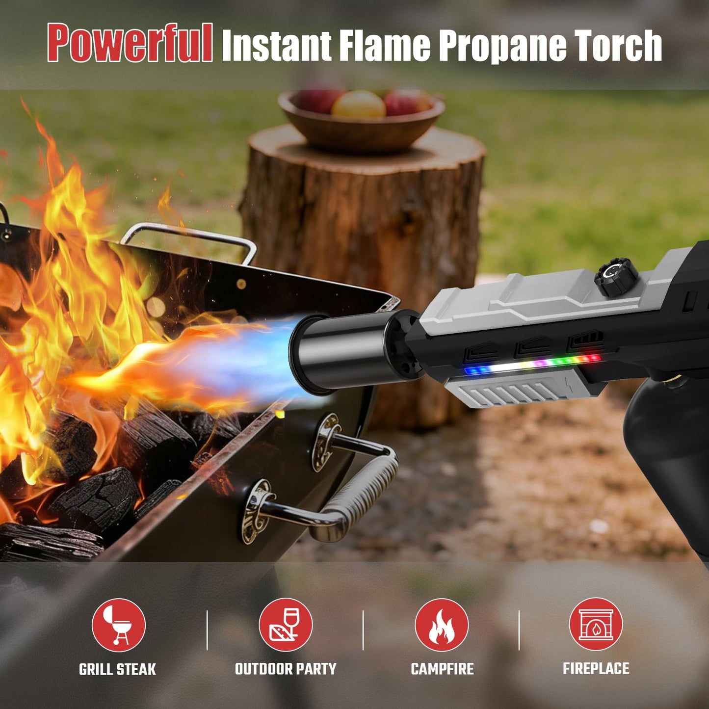 KinetiFire Powerful Propane Torch Gun with Front-Mounted LED Light