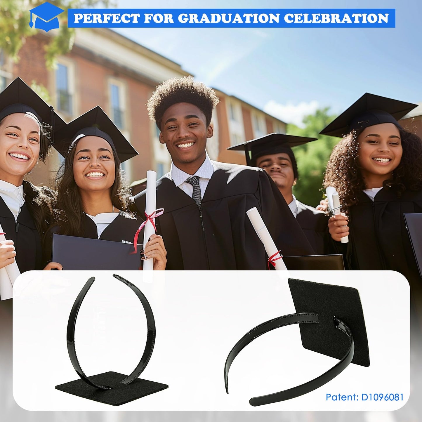 GIURKUU 2 Pcs Graduation Cap Headband, Anti-fall Firm Hair Band for Graduation Cap, Graduation Gifts Hat Insert Accessories for Graduates, Students, Women