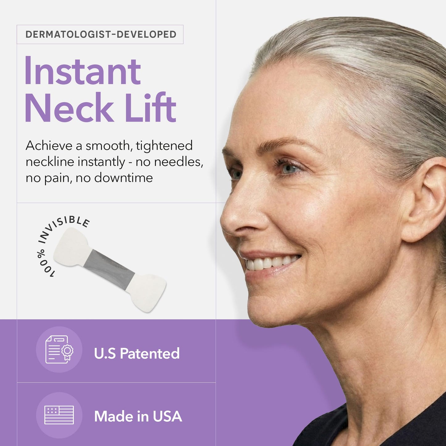 NECK LESS Professional Face Lift Strips – Instant Jawline & Neck Lift Tape | Medical-Grade, Invisible, Waterproof Skin-Tightening Solution | Non-Surgical Facial Tape Kit, 10-Hour Hold (25 Strips)