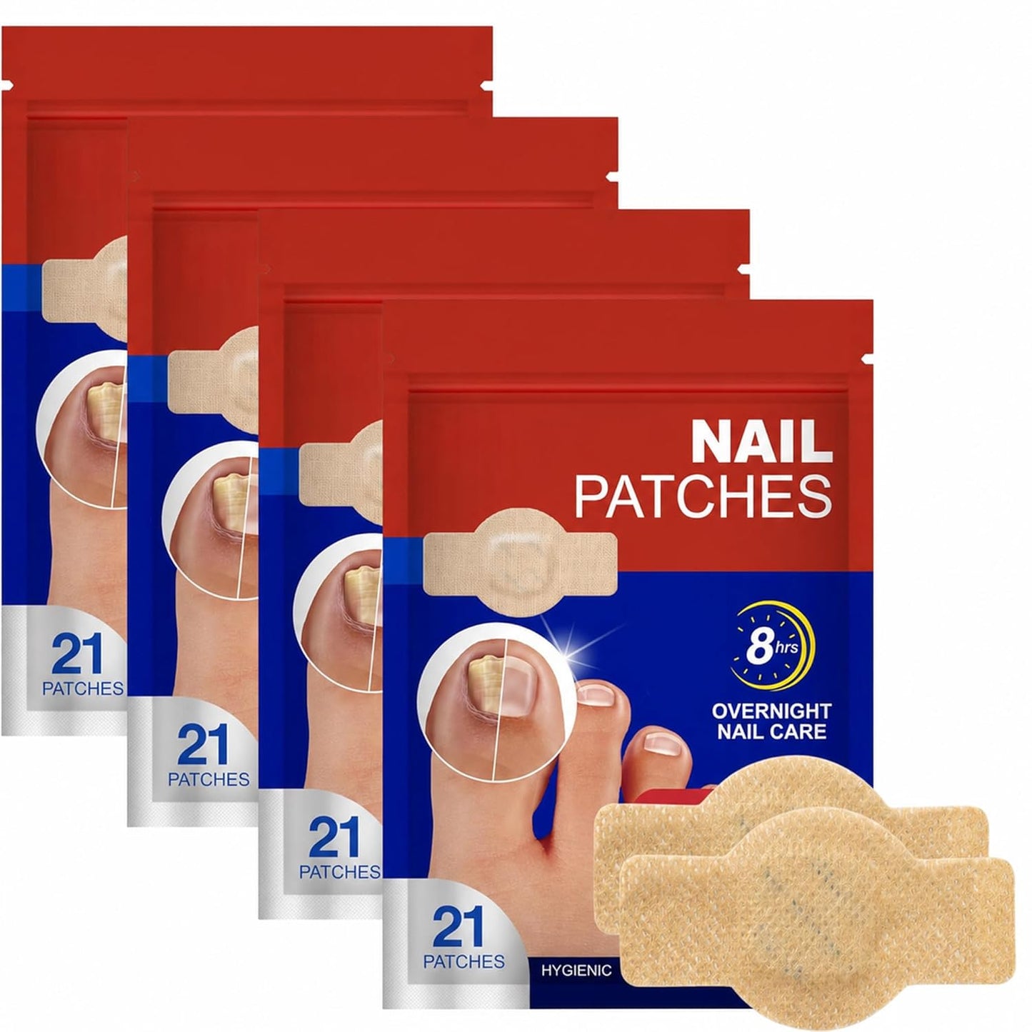 Nail Patches - Overnight Nail Care Stickers for Toenails & Fingernails | Thin & Breathable | 4 Pack (84 Patches)