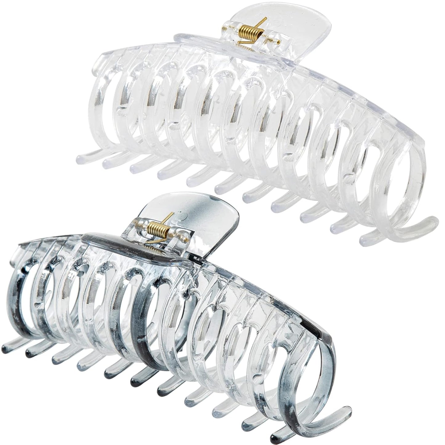 Jumbo Hair Clips for Thick Hair - Long Butterfly Accessories | 5.5 Inch, 2 Pack (Black & Clear)