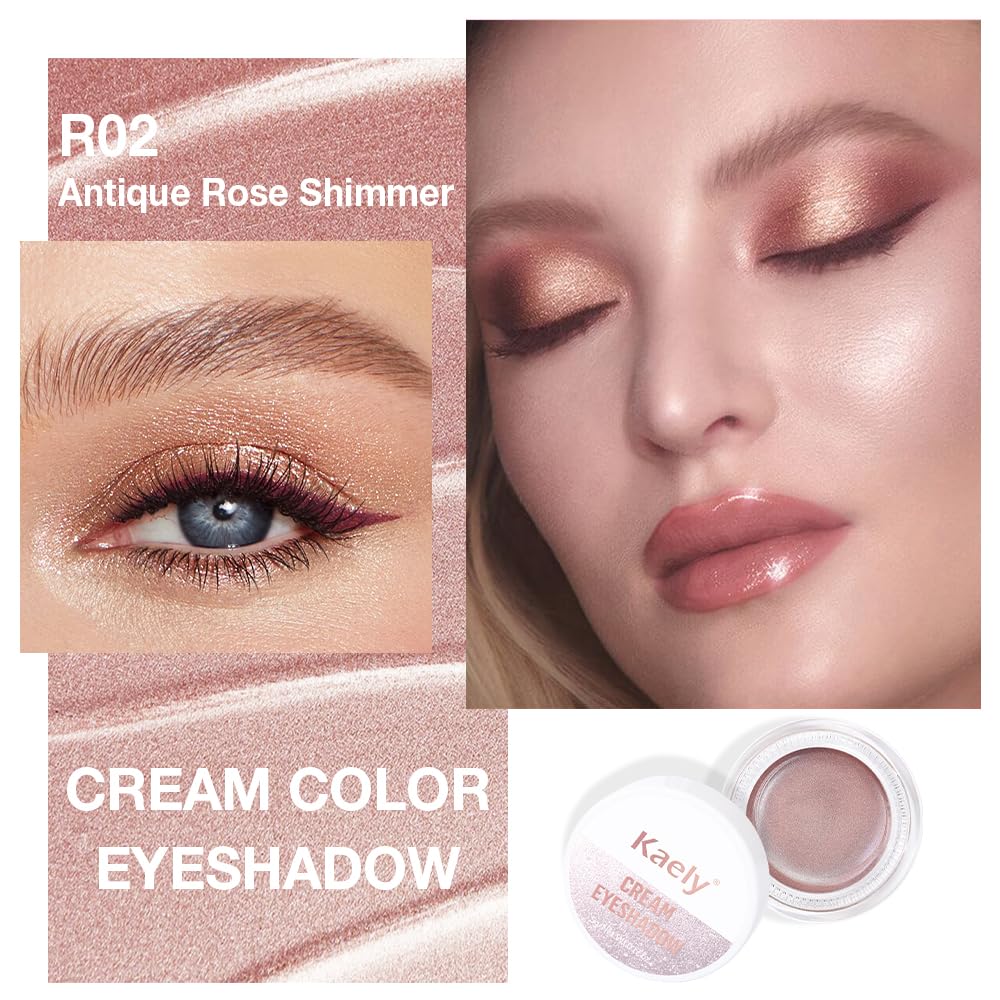 Antique Rose Shimmer Eyeshadow Palette - Cream Glitter Holographic Makeup for Mature Women | Talc-Free, Paraben-Free, Cruelty-Free