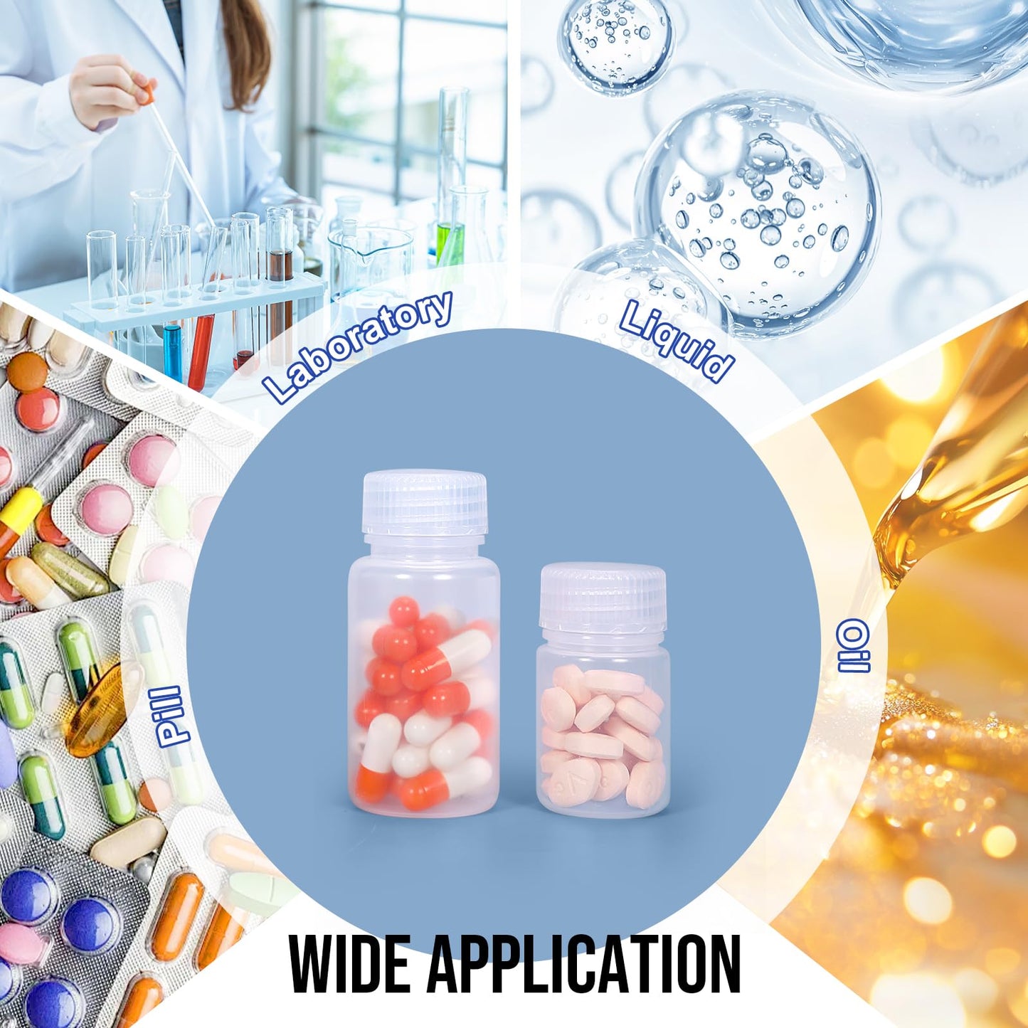 UMETASS 12 Pack 1oz Plastic Bottles with Lids - Wide Mouth BPA-Free Leak-Proof Sample Containers for Lab Reagents, Pills, Cosmetics, Travel Toiletries & Essential Oils Storage (Transparent, 1OZ/30ML)