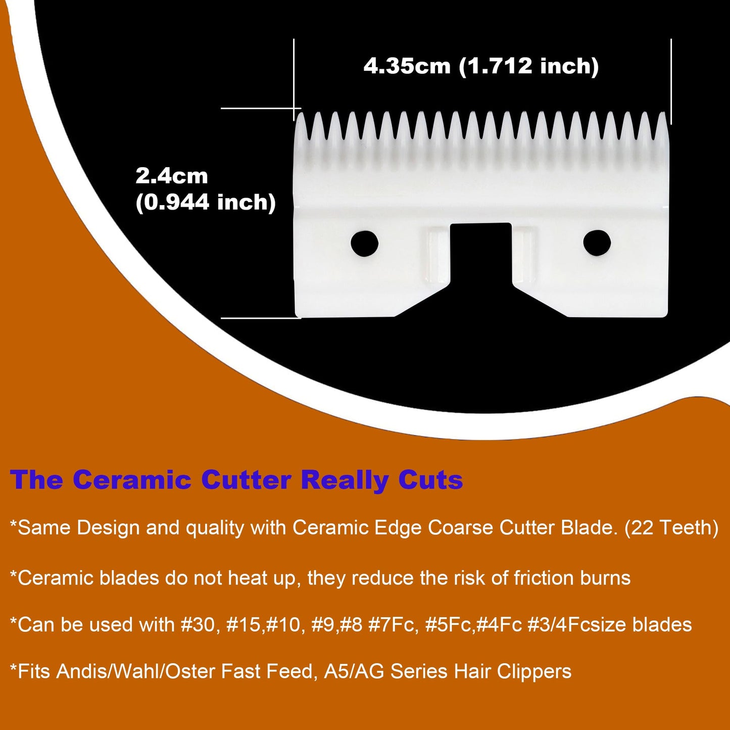 OwnLifeYF 3PCS Ceramic Coarse Pet Replacement Blade Cutter Compatible with Andis 64440, Compatible with Oster A5, Compatible with Walh KM Series Clippers, Fit for Tutuosto Blade, 22 Teeth