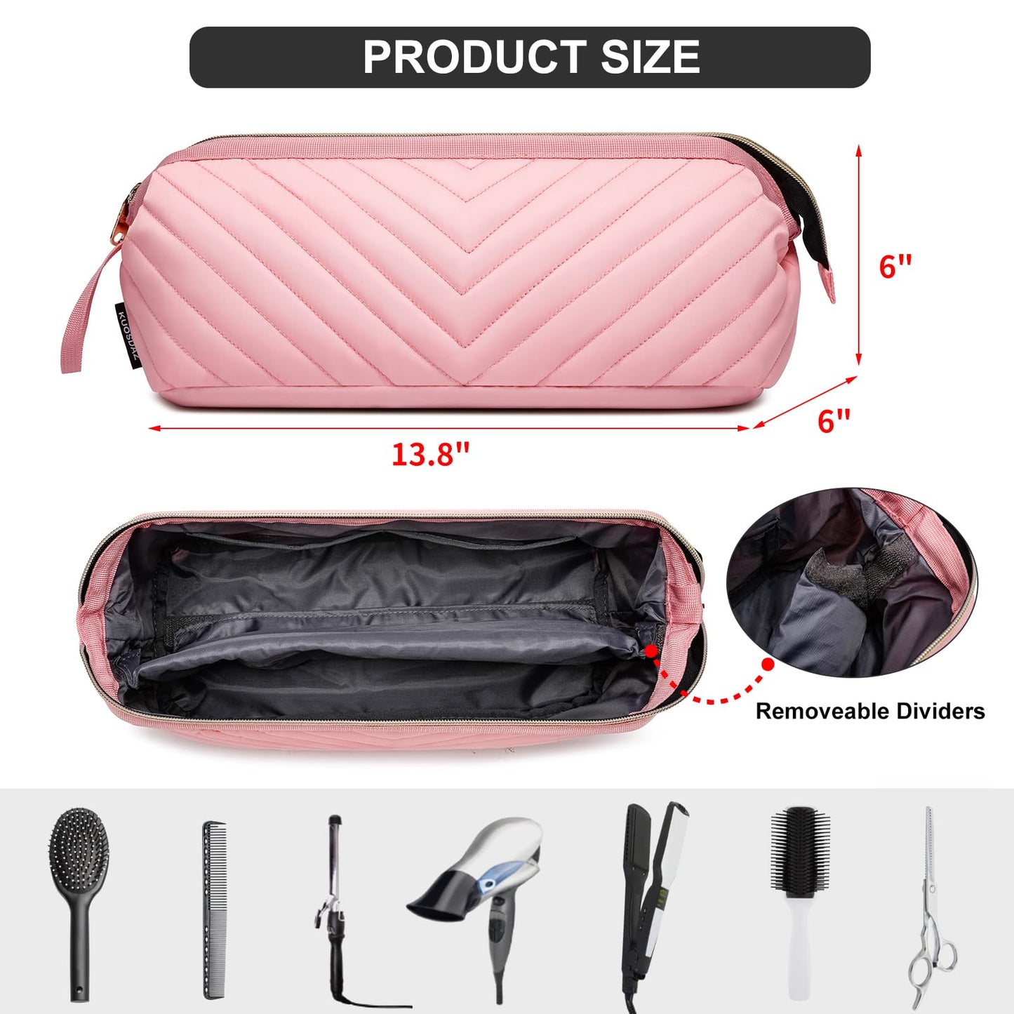 Hair Tools Travel Bag for Shark Flexstyle Dyson, Quilted Case Organizer Bag, Gift for Women Hair Accessories Storage Bag, Travel Hairdryer Portable Bag for Women, Pink