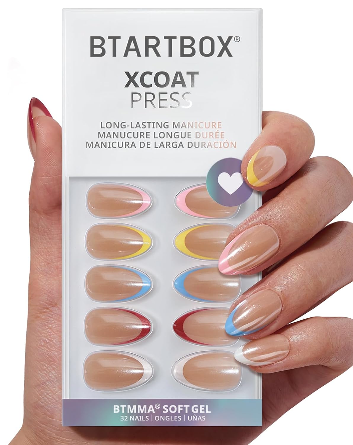 Press On Nails - Chrome Cat Eye Almond Design | 32 Piece Soft Gel Nail Kit in 16 Sizes