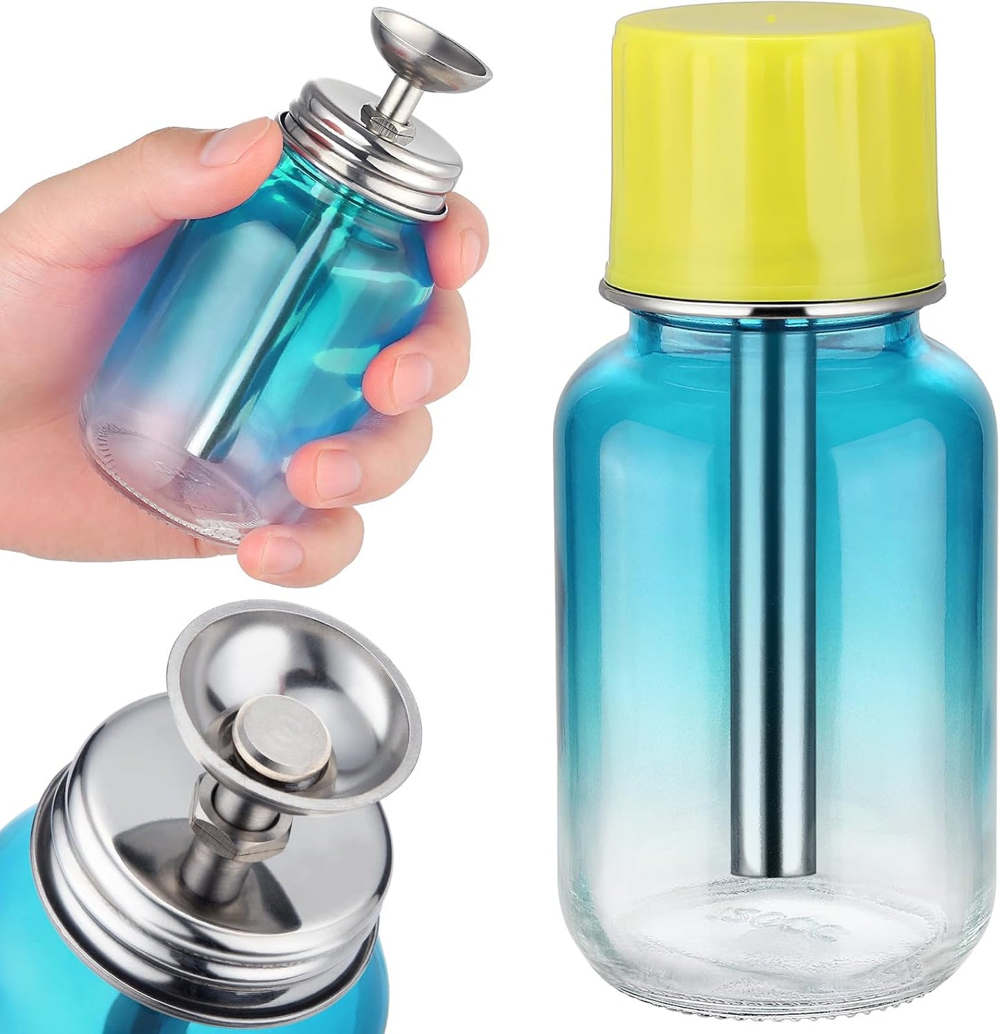 Noverlife Glass Push Down Pump Dispenser - 6Oz Acetone & Nail Polish Remover Bottle | Copper Core Design