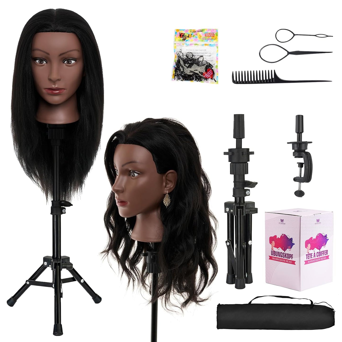Mannequin Head - 28-Inch with 80% Real Human Hair for Hair Styling, Braiding & Curling | Blonde