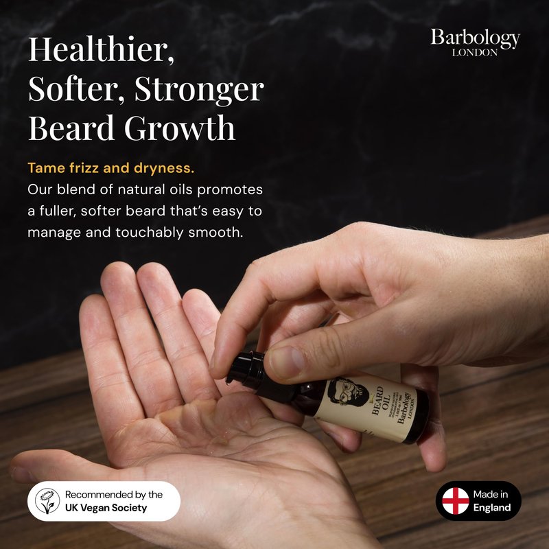 Barbology LONDON Vegan Multi-Purpose Beard Oil for Eliminating Dandruff and Impurities in Hair, 1.02 oz