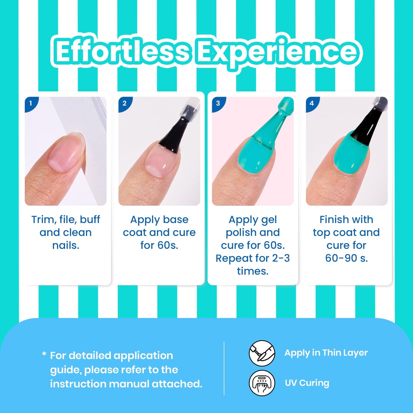 Beetles Teal Gel Polish - Beetles Summer Voyage Ocean Shade Summer Nails Art, Neon Teal Gel Nail Polish, Same Color Bottle, Soak Off UV Lamp Neon Nails Art, Long-Lasting Manicure Salon DIY for Holiday