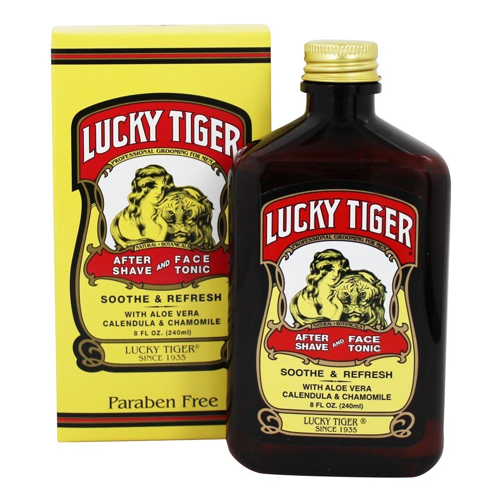 Lucky Tiger After Shave and Face Tonic (8 Fl Oz) – Alcohol-Free AfterShave Lotion for Men – Soothing Face Toner with Aloe Vera, Calendula & Chamomile for Razor Burn Treatment
