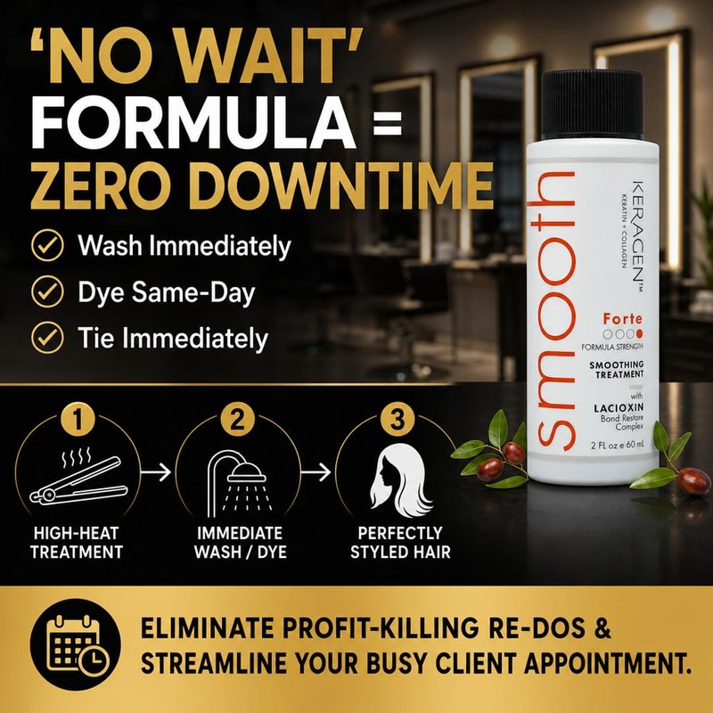 KERAGEN Forte Keratin Smoothing Treatment - High-Potency Realignment & Hydrophobic Shield | 2 Oz for 20+ Washes