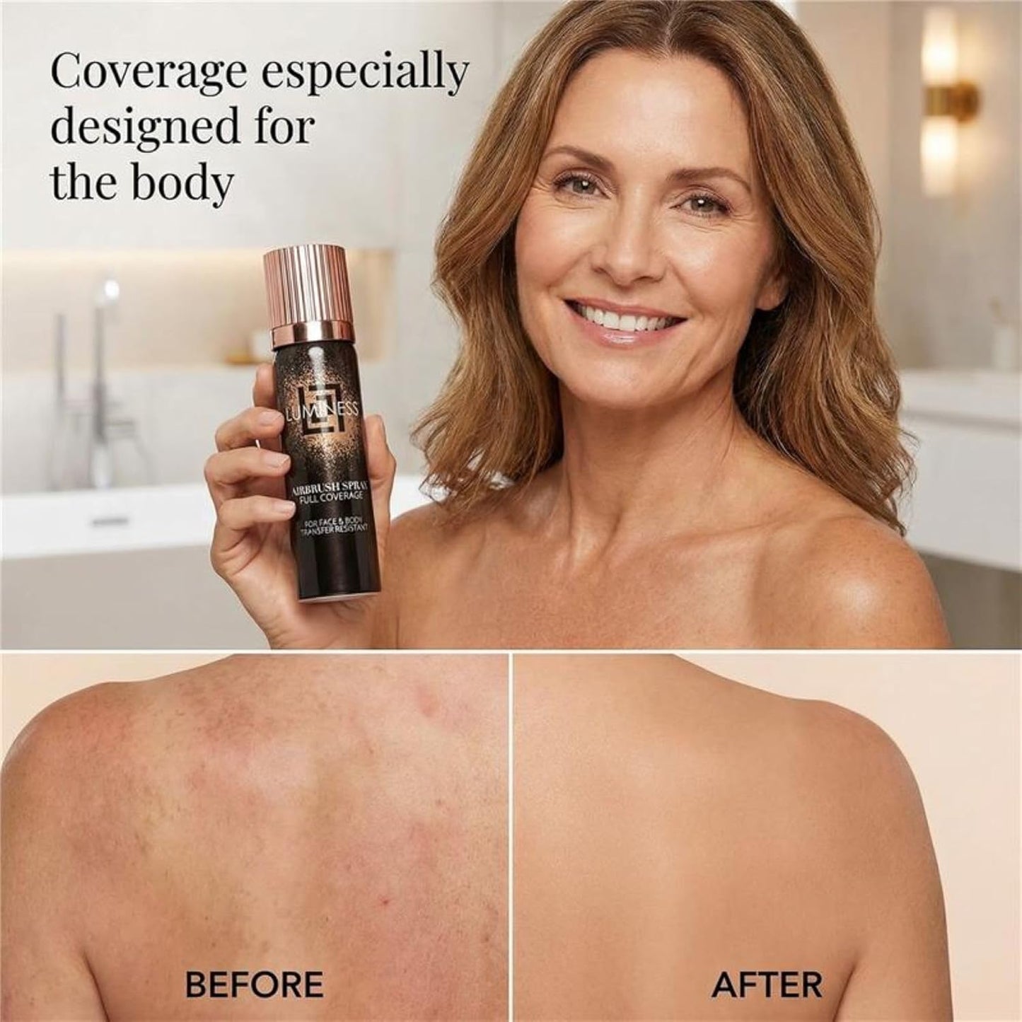 LUMINESS Airbrush Body Coverage - Waterproof Tattoo Concealer Makeup for Legs & Body | 18-Hour Full Coverage, 1 fl oz