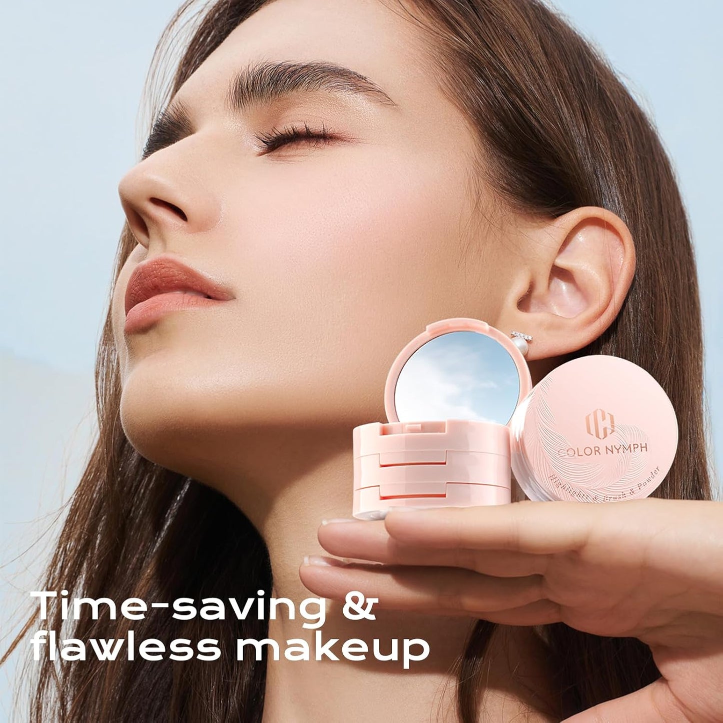 Contour Blush Highlighter Makeup Palette - Travel Size Kit with Brush & Mirror | 3 Colors (Pink)