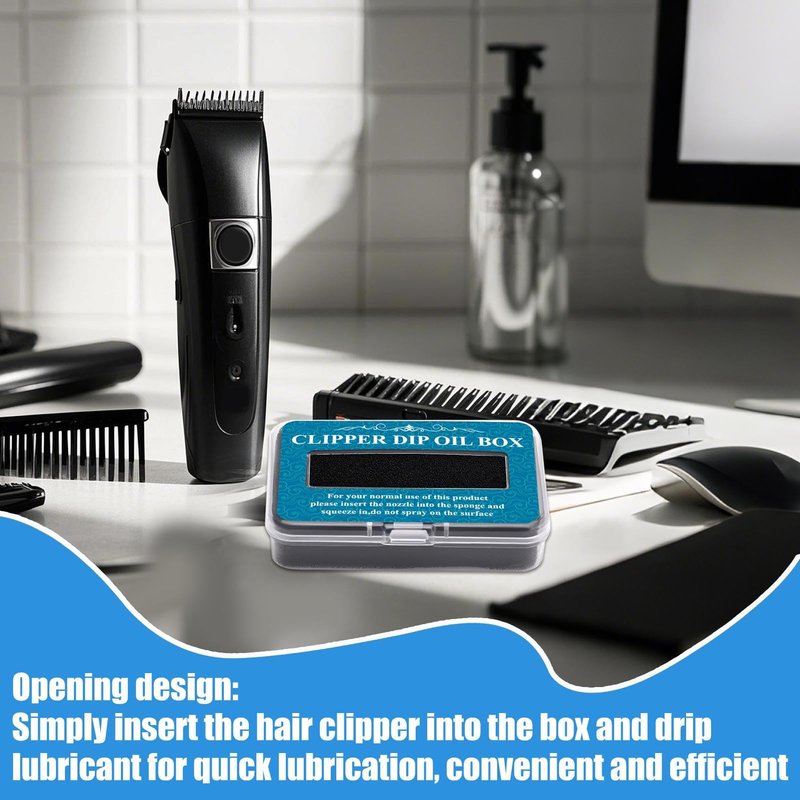 15g Hair Trimmer Oil Lubricant Sponge, Hair Clipper Blade Oil Dip Box, Portable Barber Applicator for Electric Shavers, Reduces Friction & Noise, Pro Stylist Maintenance Tool