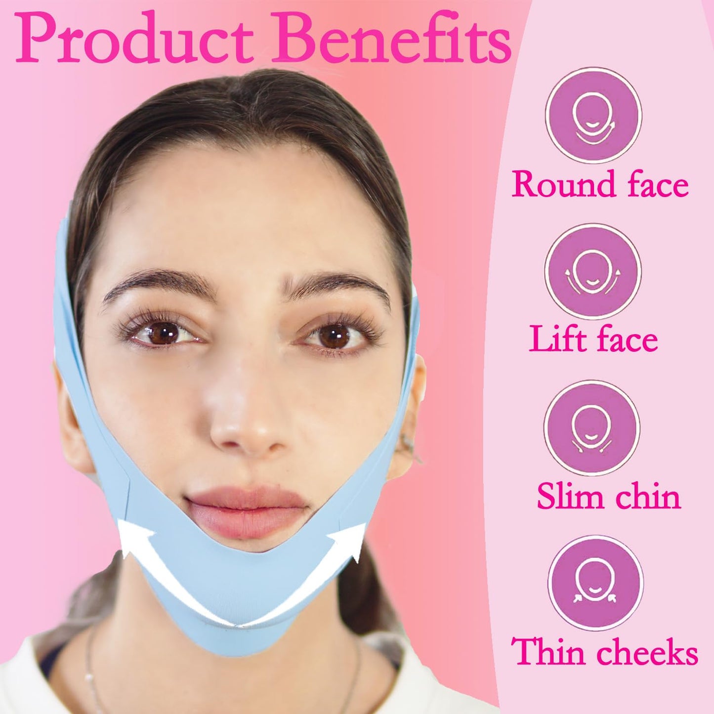 V Line Lifting Mask Chin Strap for Sleeping, Face Lifting Strap, Chin Strap, V Line Mask, Jawline Shaper, Jaw Strap, Double Chin Reducer,Face Lift Tape & Snoring Solution (Blue~)