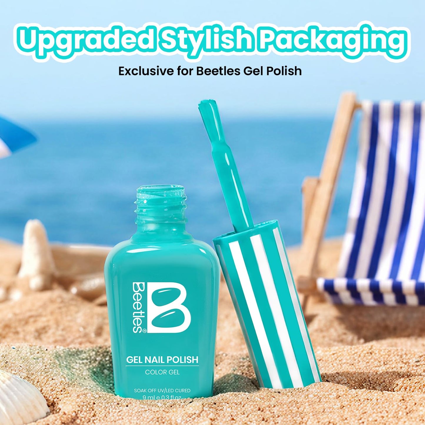 Beetles Teal Gel Polish - Beetles Summer Voyage Ocean Shade Summer Nails Art, Neon Teal Gel Nail Polish, Same Color Bottle, Soak Off UV Lamp Neon Nails Art, Long-Lasting Manicure Salon DIY for Holiday