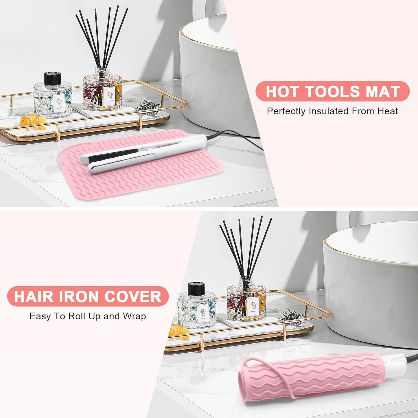 Plus Size Silicone Heat Resistant Mat - Portable Travel Pad for Curling Iron & Flat Iron | 12" x 9" Size