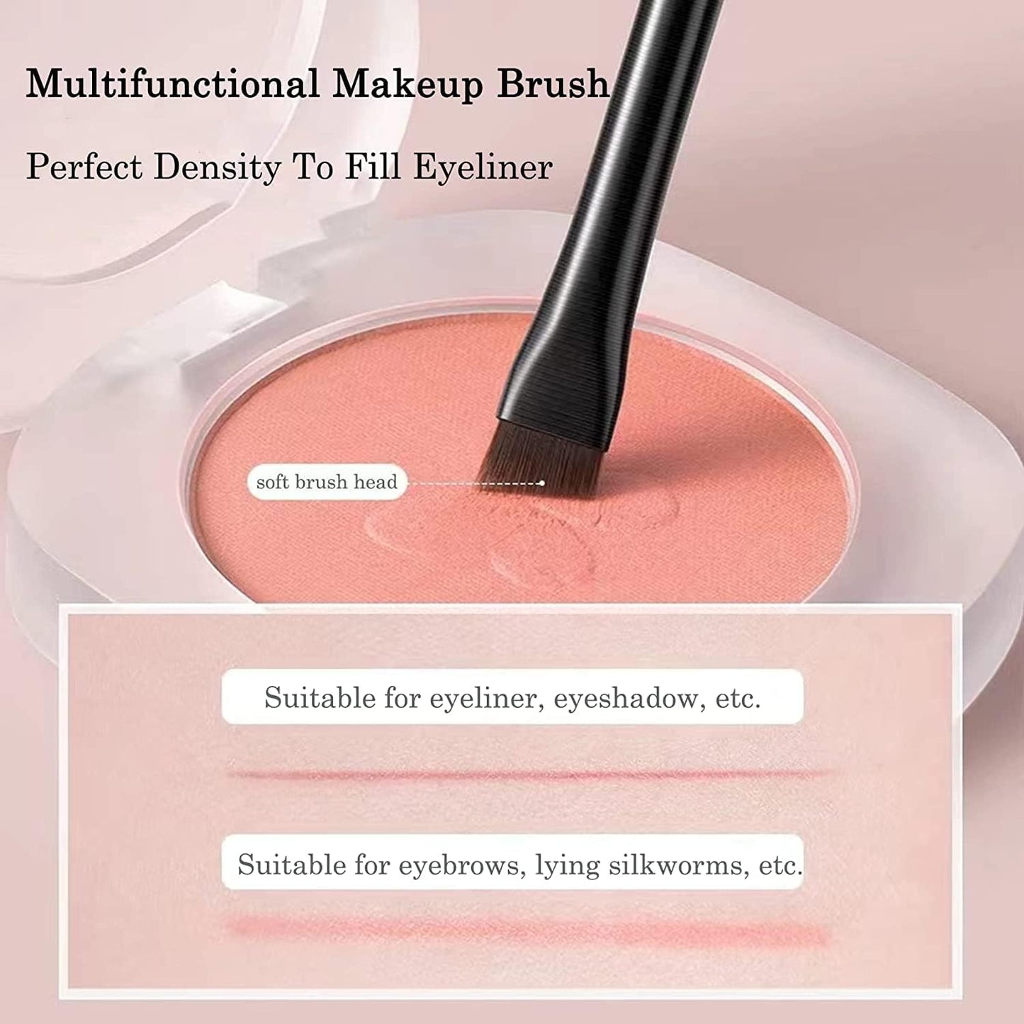 Ultra-Thin Eyebrow Brush Set - 3Pcs Angled Precision Eyeliner Brushes | Cruelty-Free Synthetic Bristles (Black)