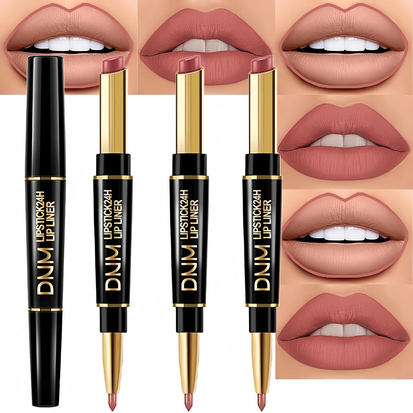 Chestnut Nude Brown Matte Lip Liner & Lipstick Set - Long Lasting, Waterproof, Smudge Proof | Antique Rose