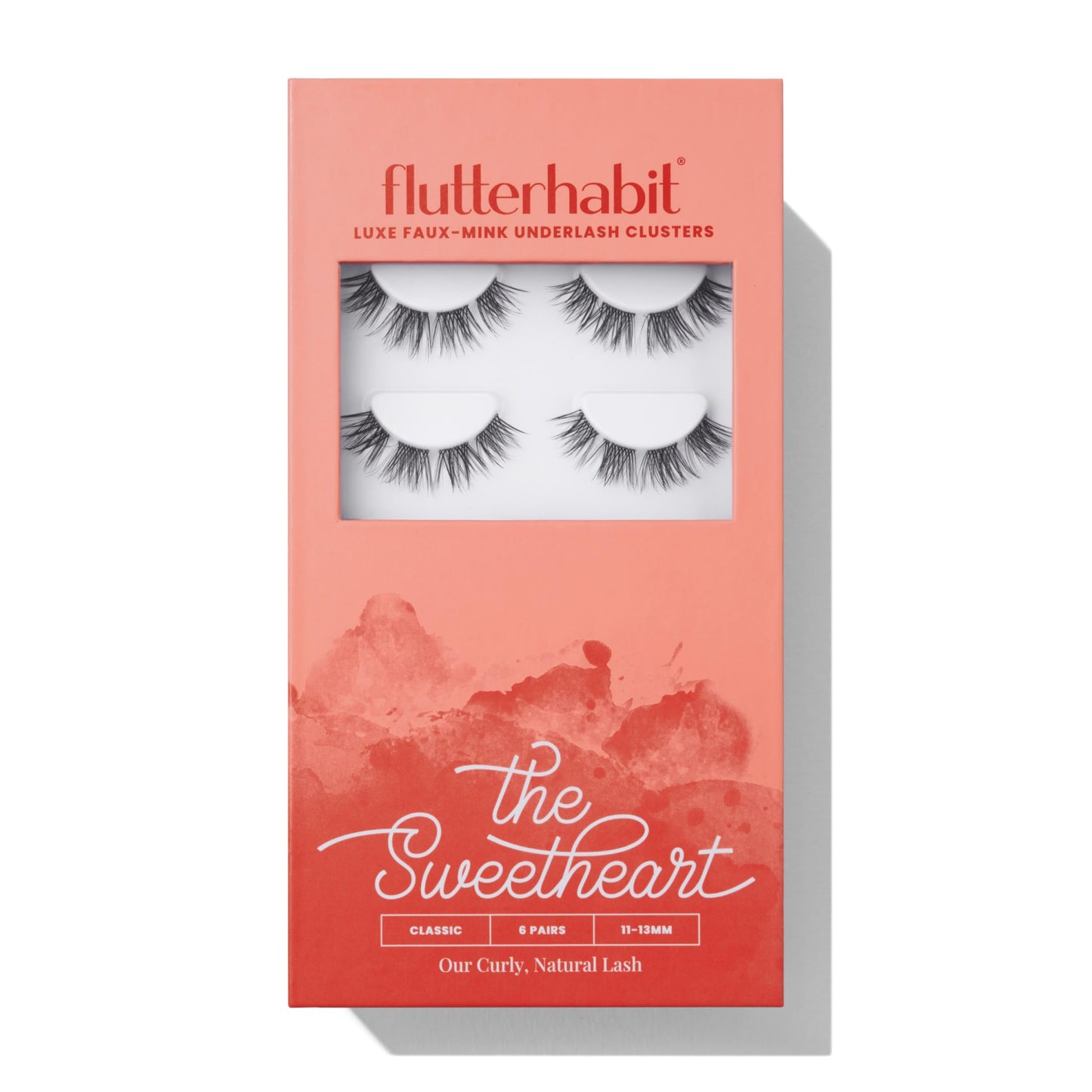 FlutterHabit The Sweetheart prepTECH Classic 6 Pair Underlash Extensions, 11–13mm Natural Curl Lash Clusters, Under Lash Eyelashes Home Application, Medium Volume Doll Eye, Adhesive Required