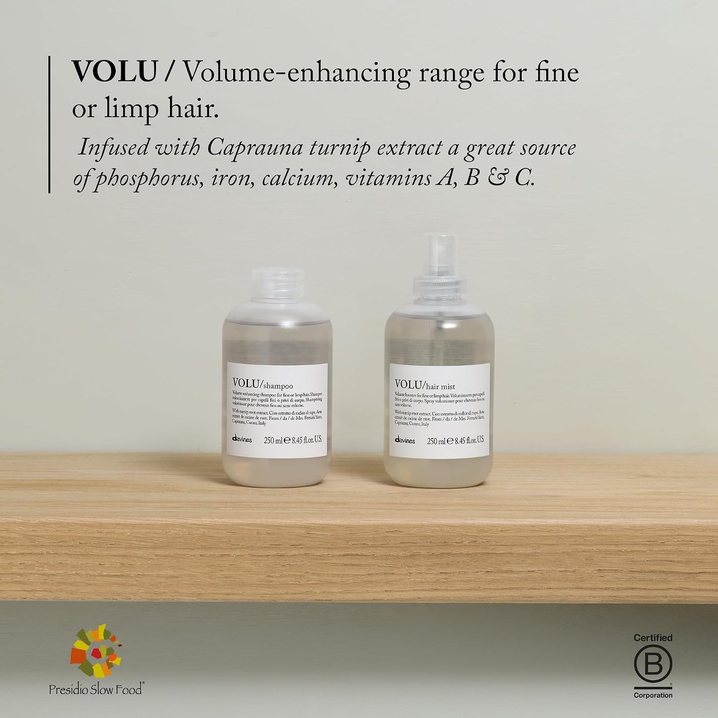 Davines Volumizing Shampoo for Fine Hair - Gentle Root Lifting Cleanser with Turnip Root Extract | Lasting Body & Shine