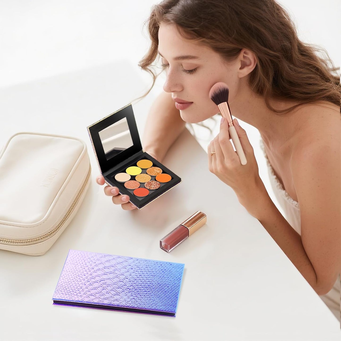 Magnetic Makeup Palette - Empty 18-Pan & 9-Pan for Travel | Includes Spatula & Metal Stickers