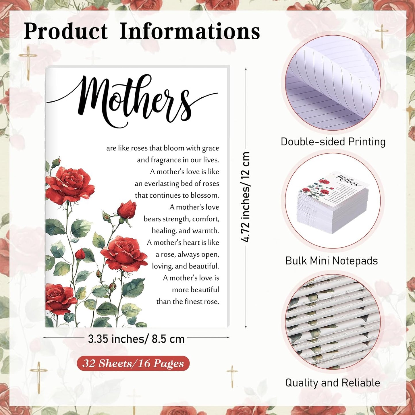 Christian Bible Verse Gifts for Mothers - 30 Sets of Pens, Notebooks & Cards | Perfect for Church & Sunday School (Rose)