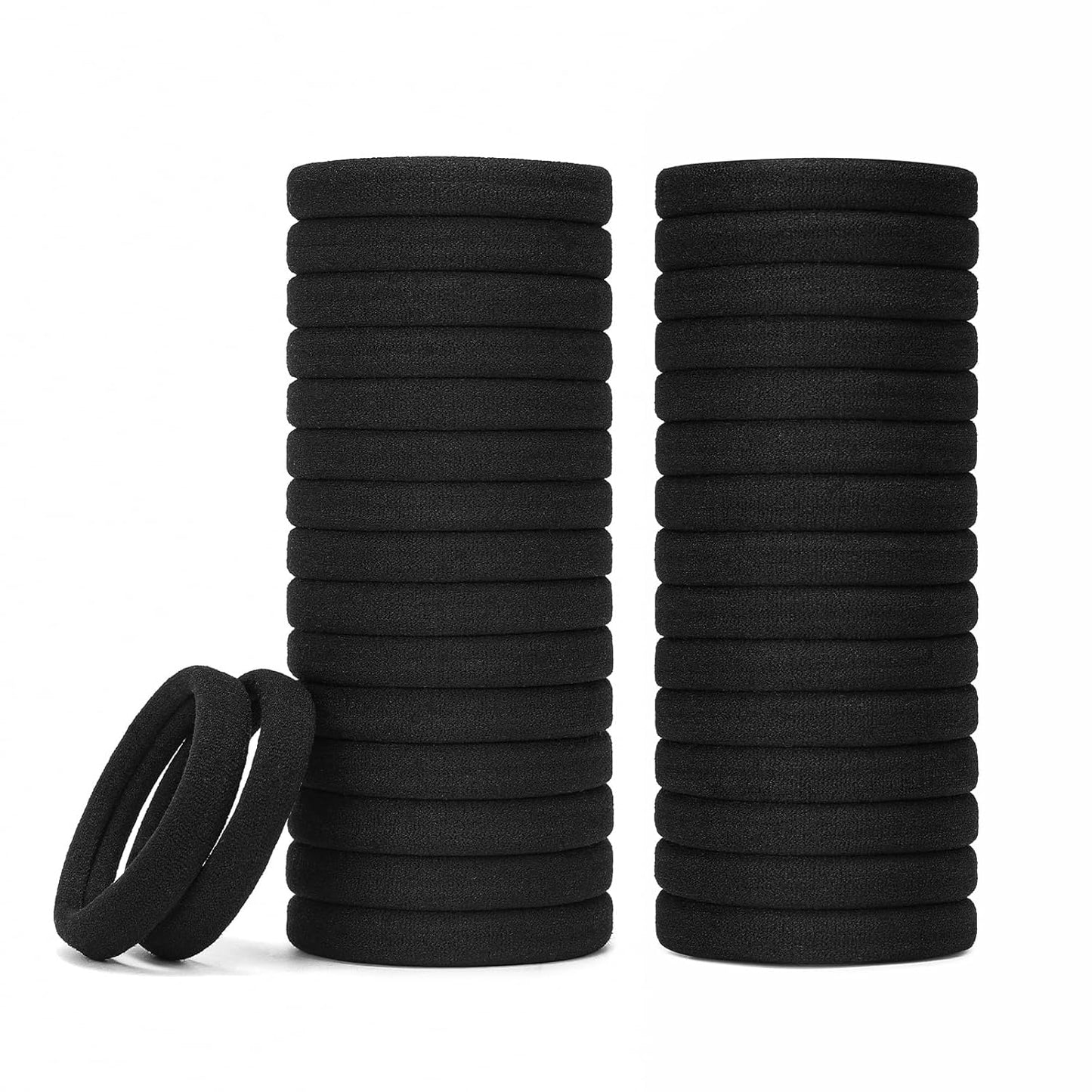Mia Klein Hair Ties - Extra Thick Black Elastic Bands for Thick Hair | 100 Count, 5CM Ponytail Holders