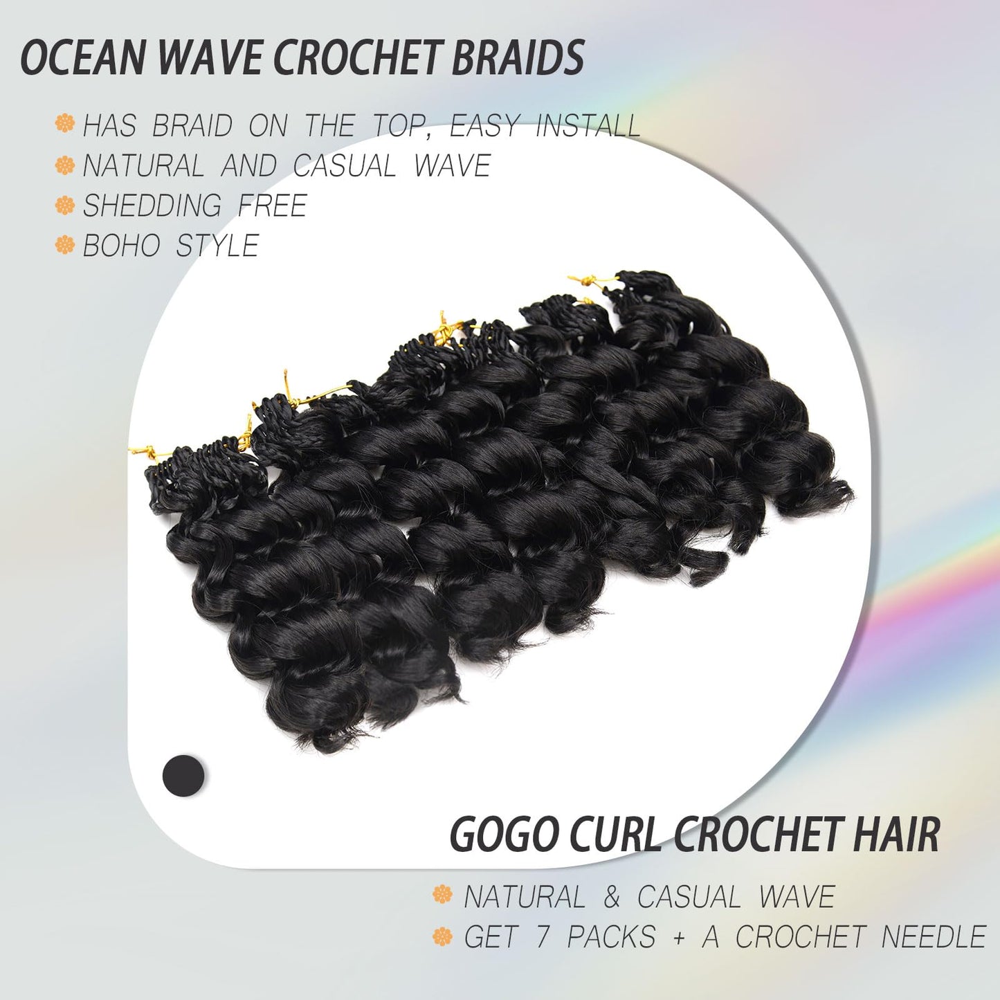 GoGo Curl Crochet Hair for Black Women Soft Prelooped Ocean Deep Water Wave Curly Crochet Tangle Free Crochet Braids Easy Install 7 Packs