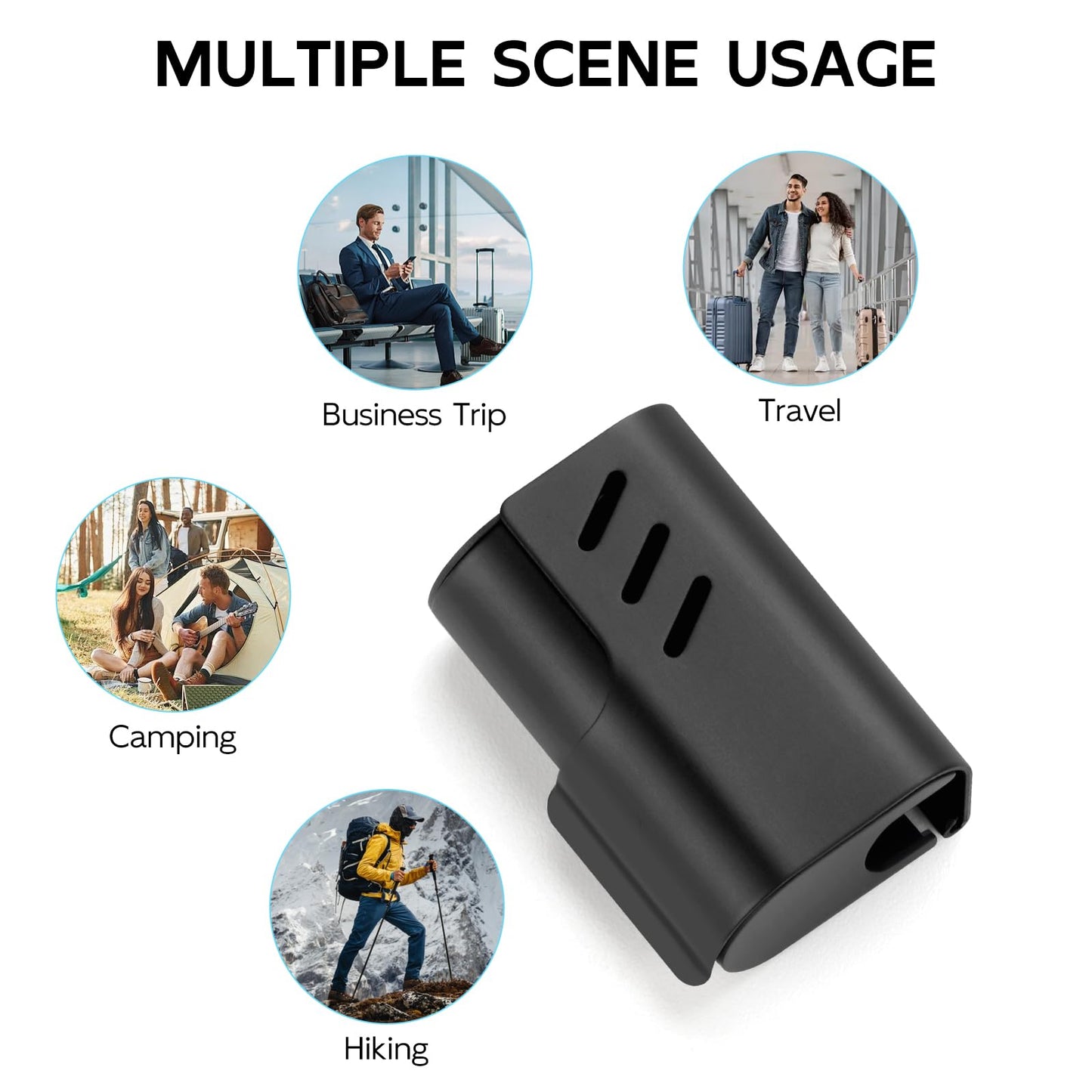 2PCS Aluminum Toothbrush Head Caps, Travel Toothbrush Top Cover, Portable Protector Clip Pod Fits Most Manual and Electric Toothbrush Heads for Household Traveling, Camping, School, Business - Black