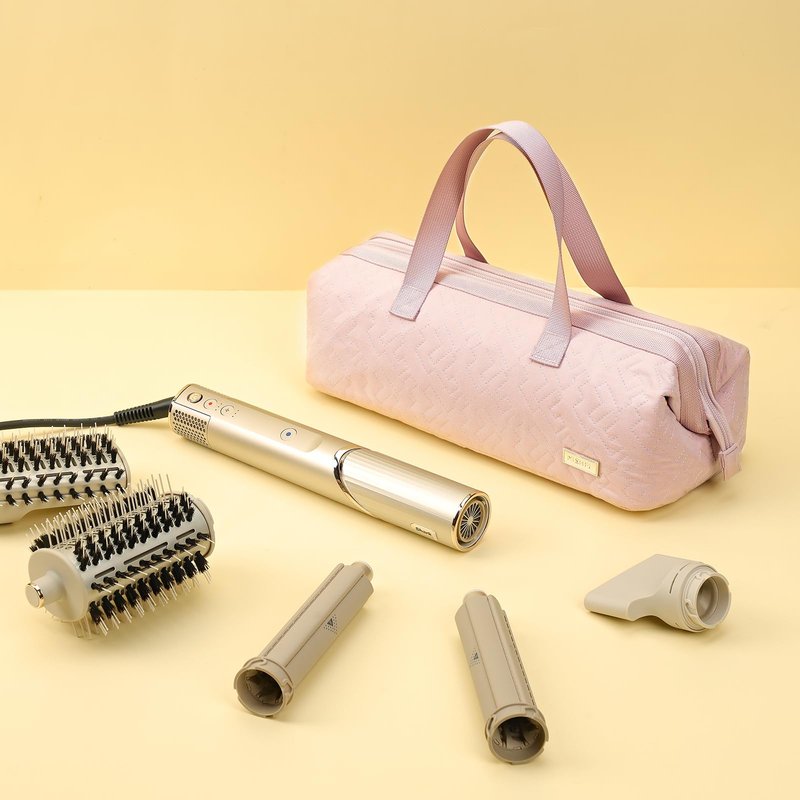 NISHEL Hair Tools Travel Carrying Bag, Portable Hair Air Wrap Dryer Case, Hair Dryer/Curling Iron/Airstraight Attachment Organizer, Pink