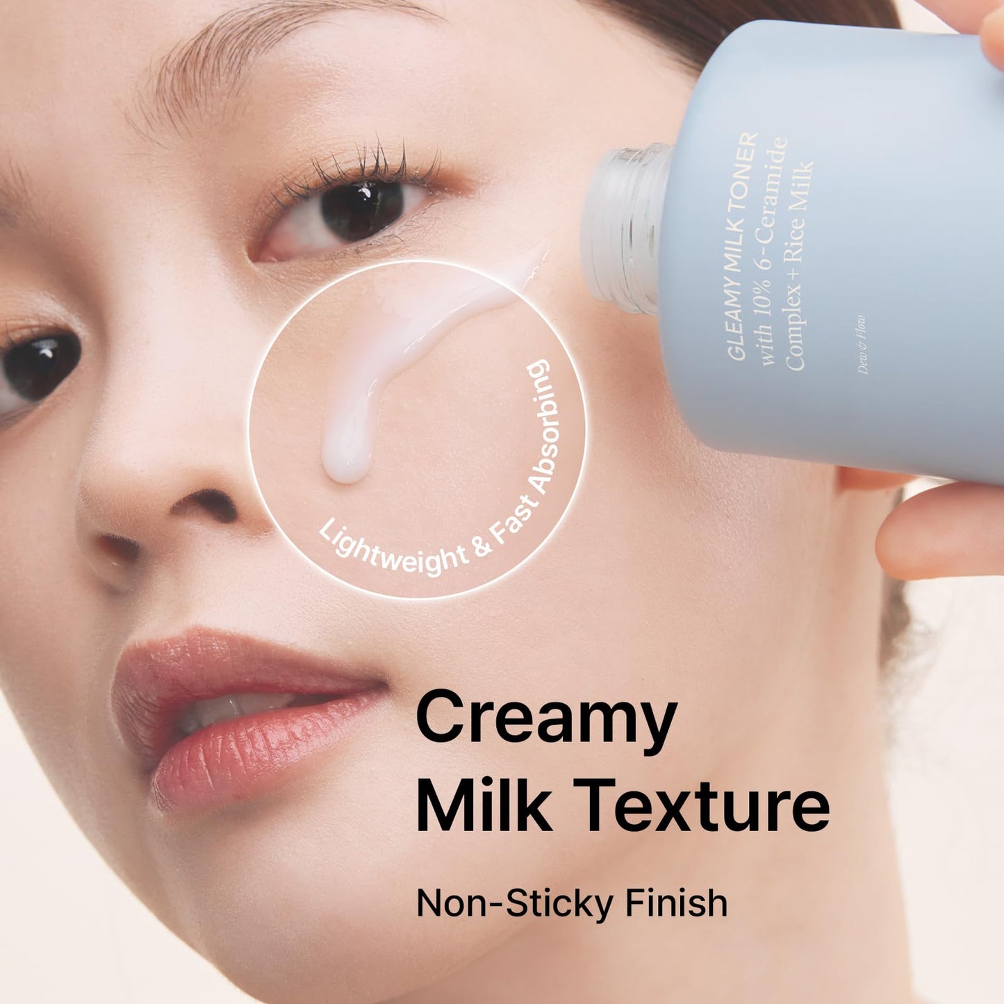inyoe Gleamy Milk Toner with 10% 6-Ceramide Complex + Rice Milk, Cream Milk Barrier Toner for Hydrated Dewy Glow, for Sensitive Skin, Korean Skin Care, 6.76 fl oz